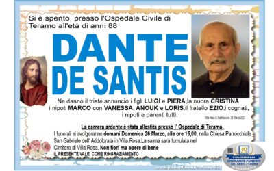 ANNUNCIO LUTTO DANTE DE SANTIS